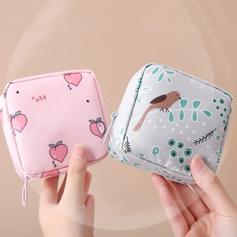 Women Sanitary Napkin Storage Bag Portable Cotton Pad Pouch Cosmetic Bags Girls Travel Makeup Bag Tampon Holder Organizer