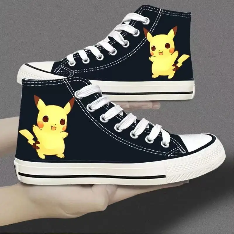 drop shipping 2025 new spring Pikachu hello kitty Crayon Shin-chan Doraemon black children canvas shoes student shoes for women