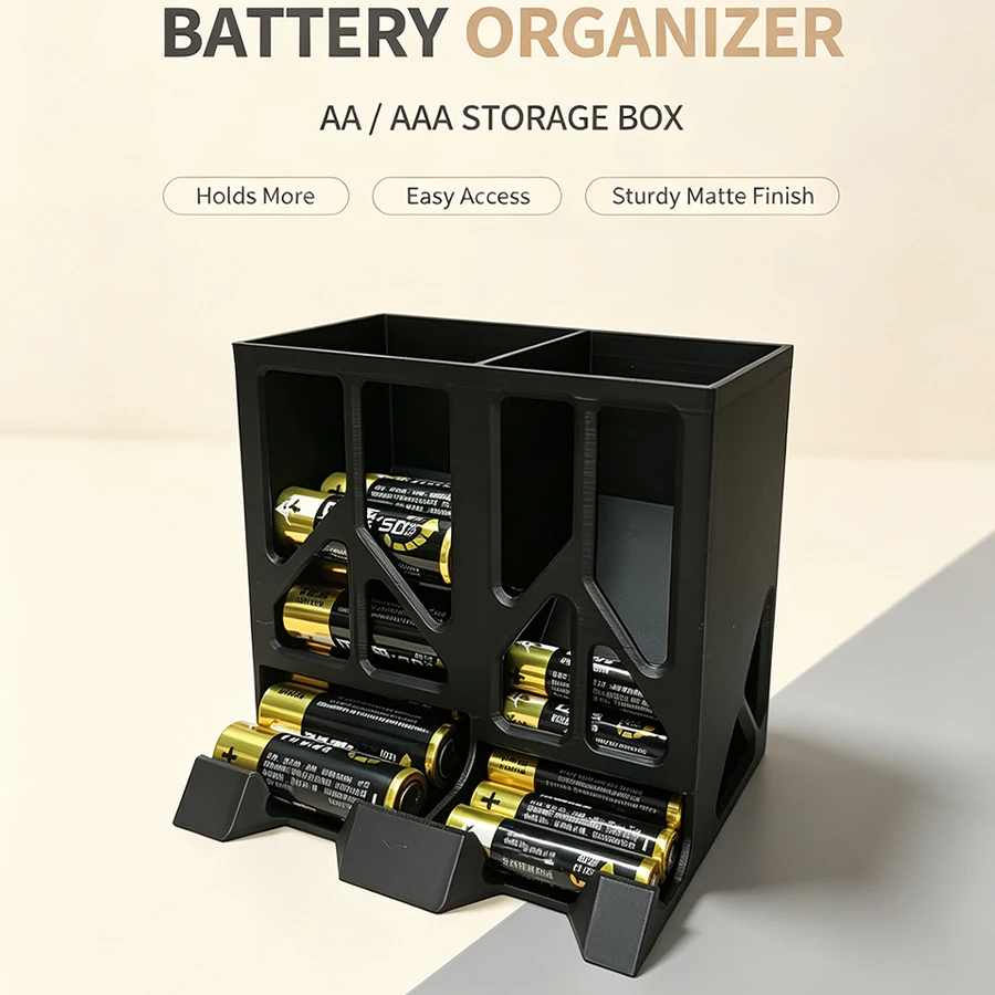 Large Capacity Dual-Specification Battery Storage and Distribution Organizer for Garage and Workshop, Aa/Aaa Battery Storage Holder, Sturdy Plastic Battery Storage Box, Tool Cabinet Drawer Battery Storage Organizer