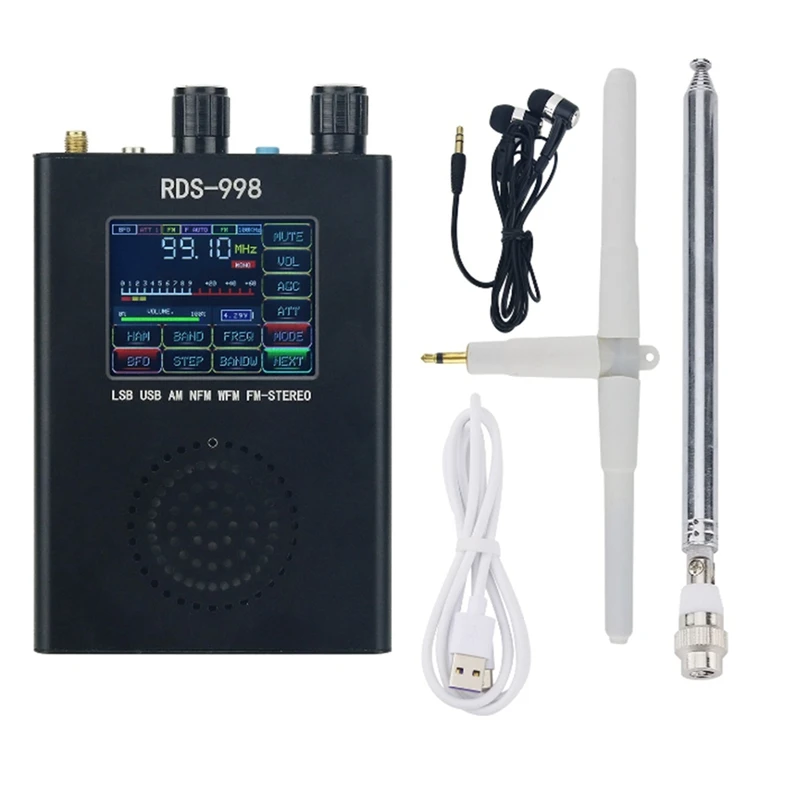 

RDS-998 FM MW LW SW SSB Radio Receiver USB LSB BFO Ham Radio Receiver Color Touch Screen