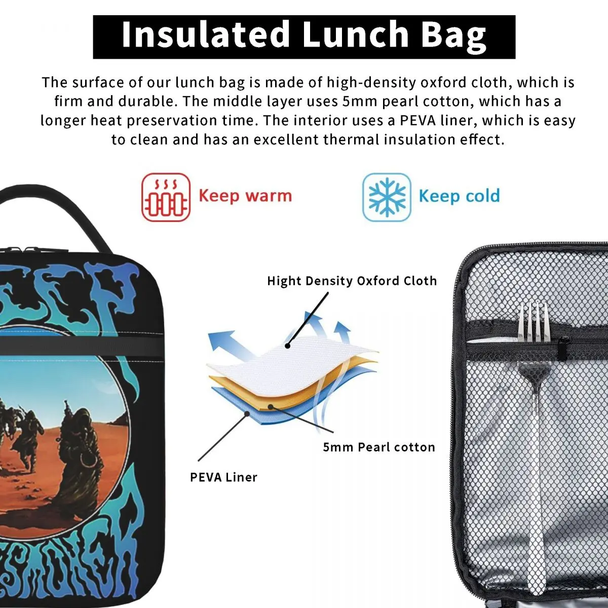 Sleep Stoner Metal Band Album Cover Dopesmoker Insulated Lunch Bag for Women Children Portable Food Boxes Thermal Lunch Box Tote