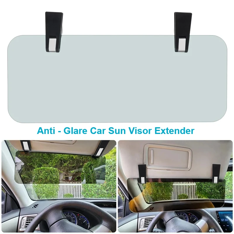 Anti-Glare Car Sun Visor Extender Polarized UV Blocking Sunshade Double Clamp Design Sturdy Durable Universal Sunshading Board