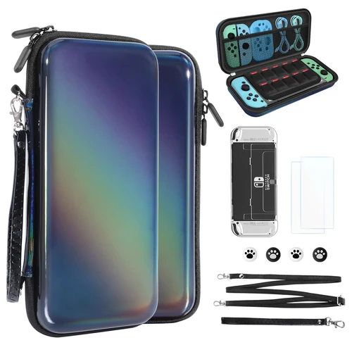 Estuche de transporte portátil para Nintendo Switch modelo OLED/Nintendo Switch bolsa de transporte de viaje de carcasa dura con 10 ranuras para tarjetas de juego
