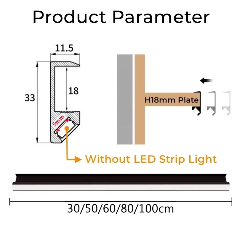 Recessed 45 Degree Lighting LED Cabinet Lamp PC Channel Diffuse Wardrobe Layer Board Closet Aluminum Profile Clip Bar Strip Lamp