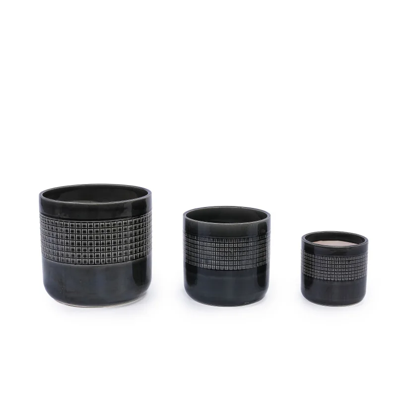 

Built Built drainage Ceramic Drainage Drainage hole Finish Glossy Hole Indoor Use 3 Pieces Ceramic Flowerpot, Modern Planter for