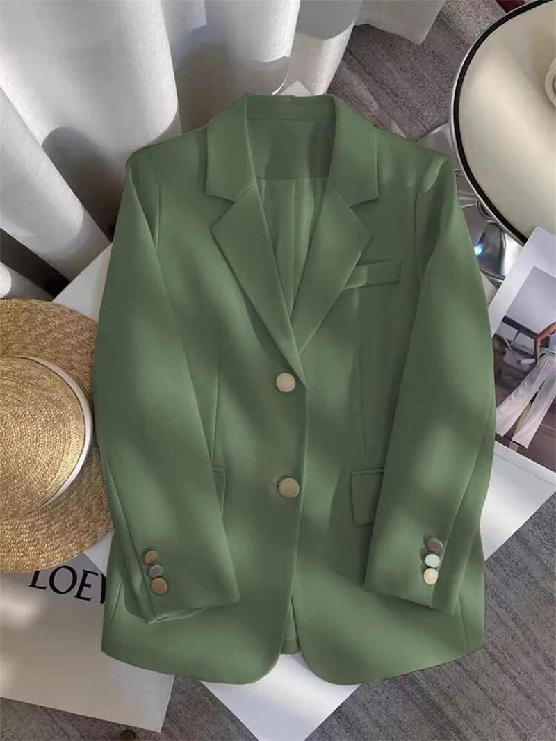 2025 New Red Suit Coat Women's Korean Style Loose Single Breasted Blazers Office Female Temperament Blazers Jacket Outwear Tops