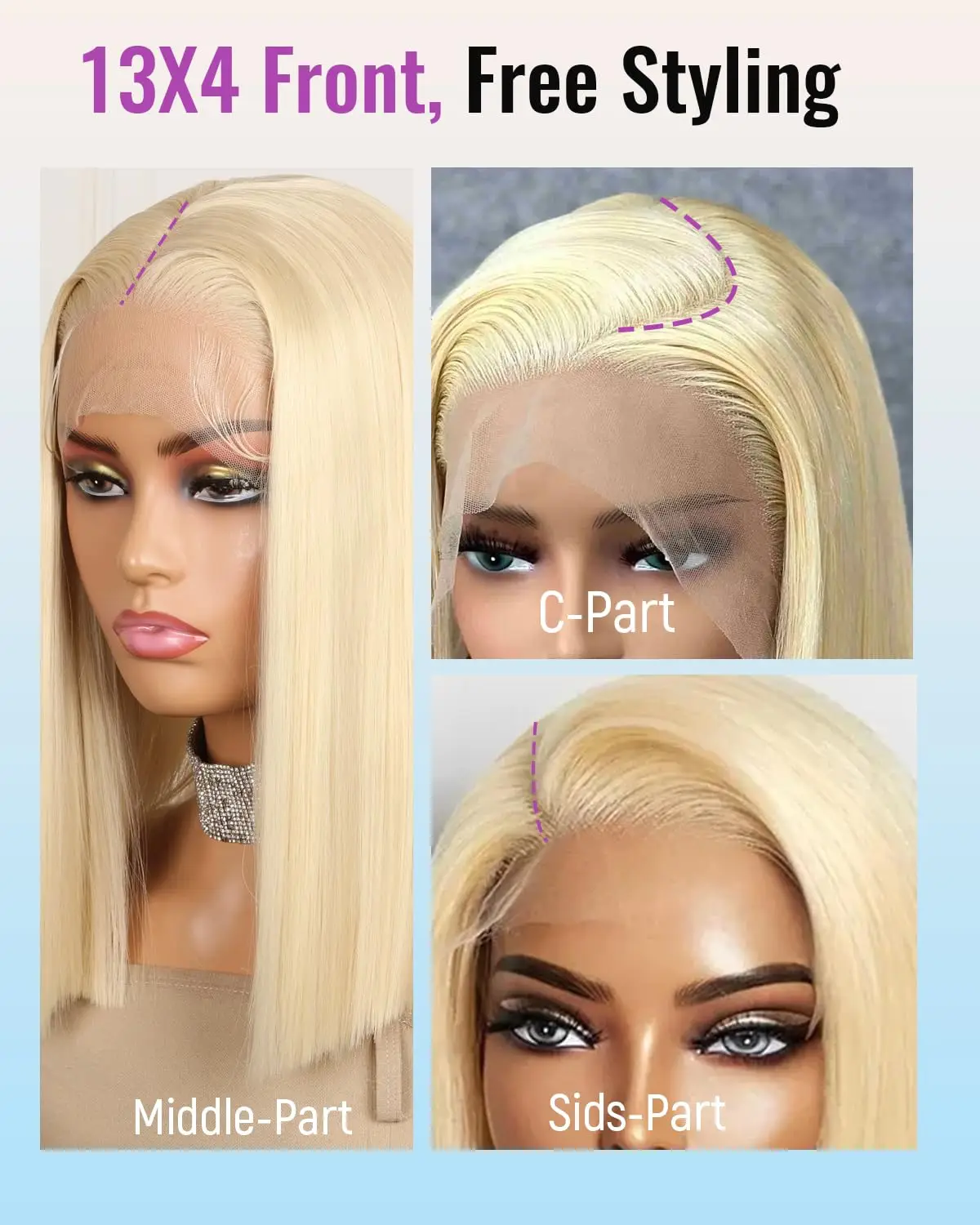 613 Блондинка Боб Парик Человеческие Волосы 13x4 13x6 Парики Фронта Шнурка Человеческих Волос Предварительно Сорванные Прозрачные Кружева 250% Плотность Парик Фронта Шнурка