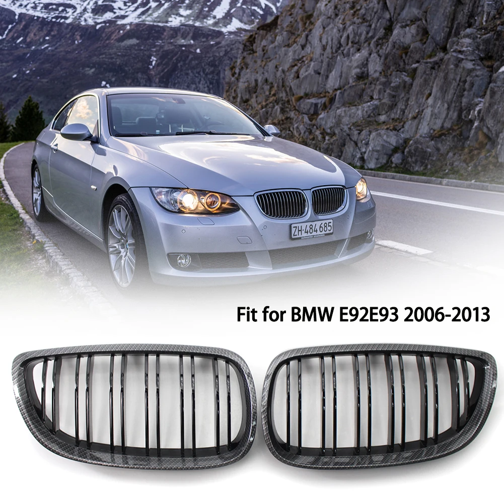 Carbon Fiber Printed Style Kidney Grille For BMW E92 E93 2006-2010 Pre-facelift 3-Series E90 Sedan M3 07-11 Coupe 07-13