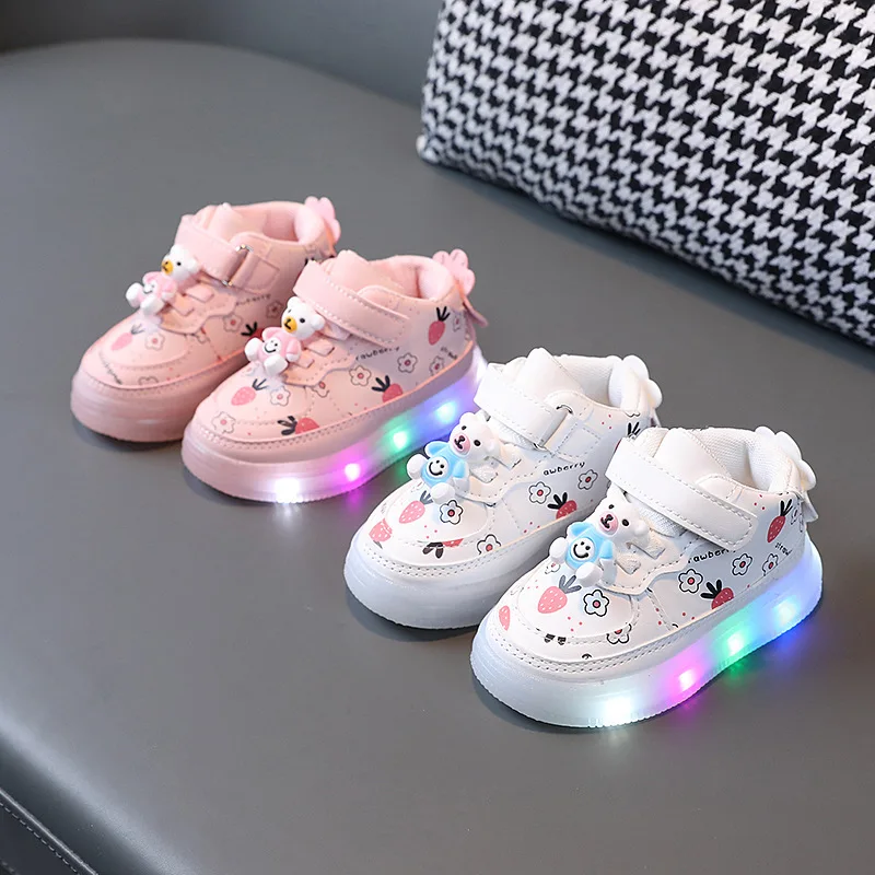 2024 Children Led Shoe Boys Girls Lighted Sneakers Glowing Shoe for Kids Soft Soled Breathable Casual Infant Toddler Baby Shoes