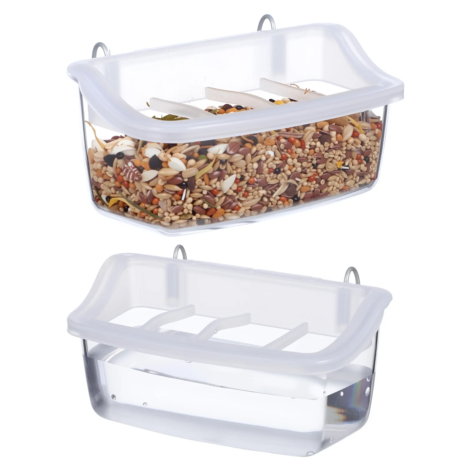

2pcs Outdoor Parrot Feeder Plastic Food Holder For Cage Garden Bird Feeding Device Durable Reusable Bird Feeders