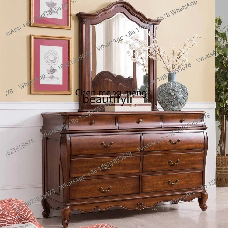 

B178 American all-solid wood chest storage living room dining side cabinet European storage cabinet2936