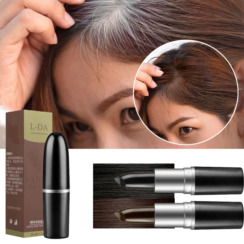 Black Brown One-Time Hair dye Instant Gray Root Coverage Hair's Color Cream Stick Temporary Cover Up White Hair Colour Dye 3.8g