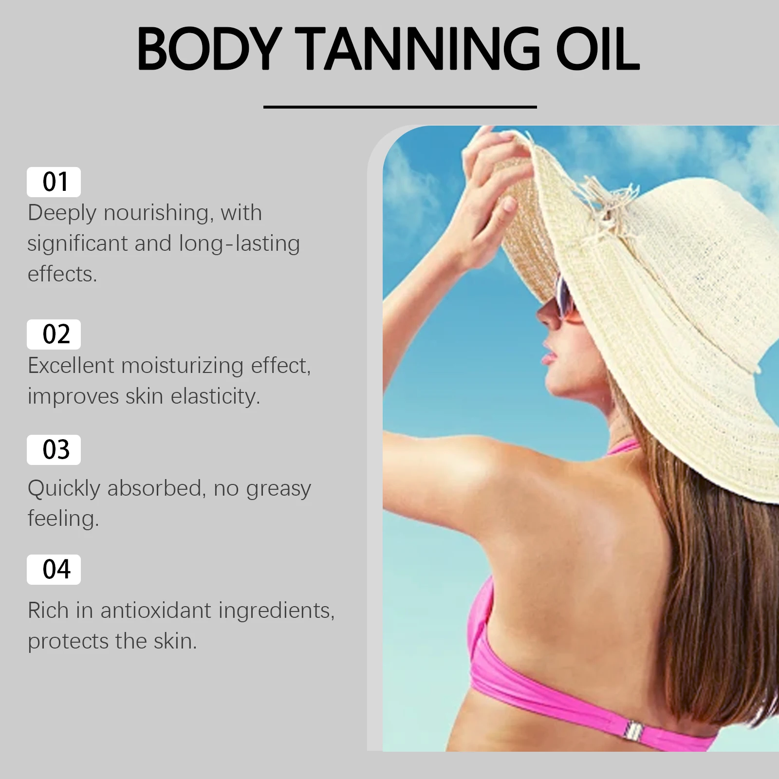 Moisturizing Body Tanning Oil Intensifier Get a Faster Darker Sun Tan Sunless Skin Tanning Oil for Face Body Summer Self Tanner