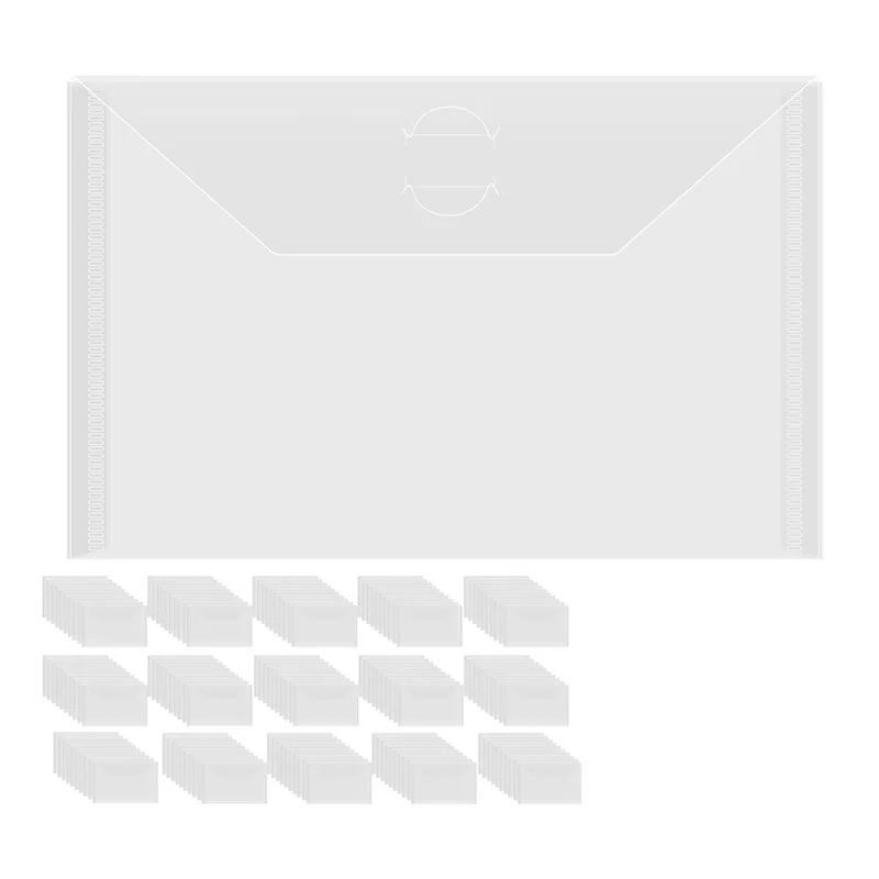 A34M-150Pcs 7X5in Storage Envelopes,Resealable Plastic Envelopes Pockets Storage Bag For Clear Stamp,Die Cuts,Scrapbook Paper Du
