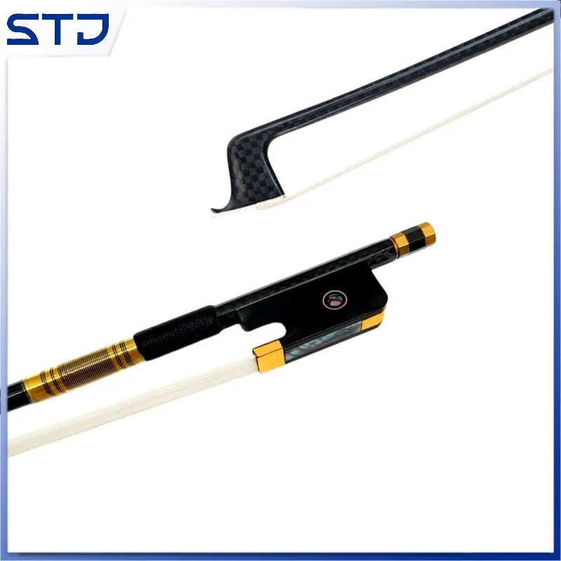 Best powerful viola bow New light black Grid carbon Fiber plaid  ,black/white Horsehair horsetail