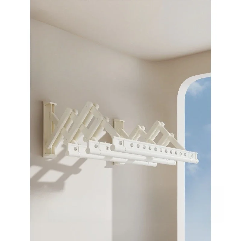 Side installation telescopic drying rack Balcony household indoor wall hanging folding push-pull quilt drying rod
