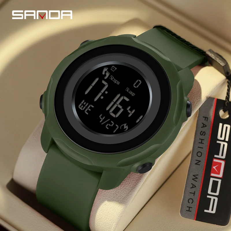 New 2023 Step Calories Fashion Alarm Clock SANDA 6121 Watch Men's Waterproof Shockproof Sleep Monitoring Smart Wristwatch