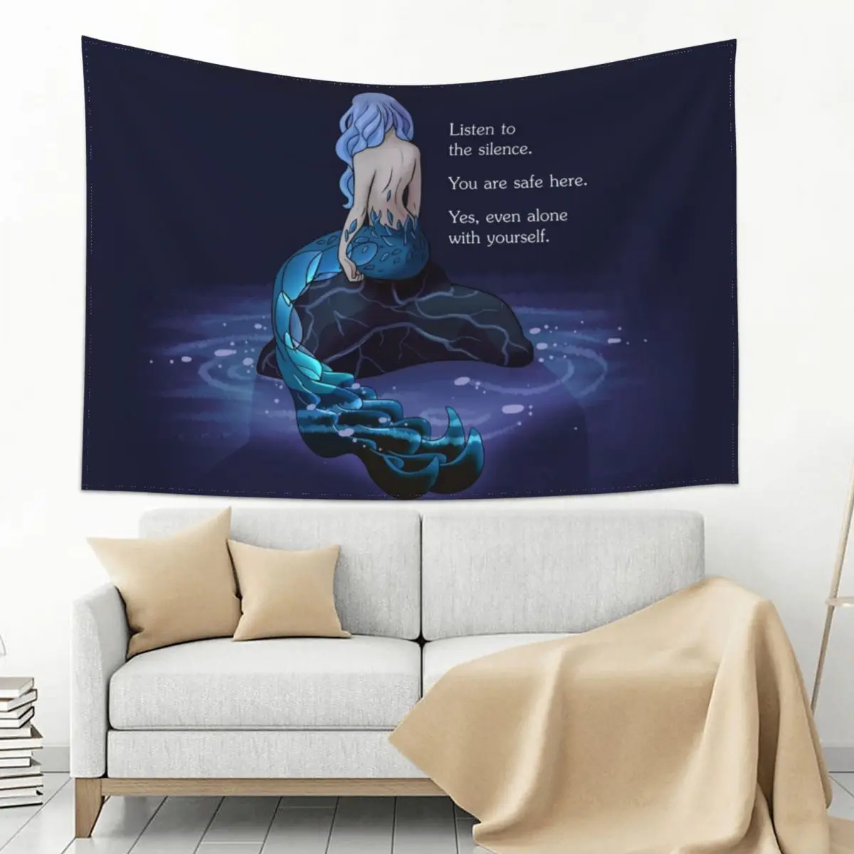 

Listen to the Silence Mermaid Tapestry Decoration Pictures Room Wall Room Decor Aesthetic Wall Decor Hanging Tapestry