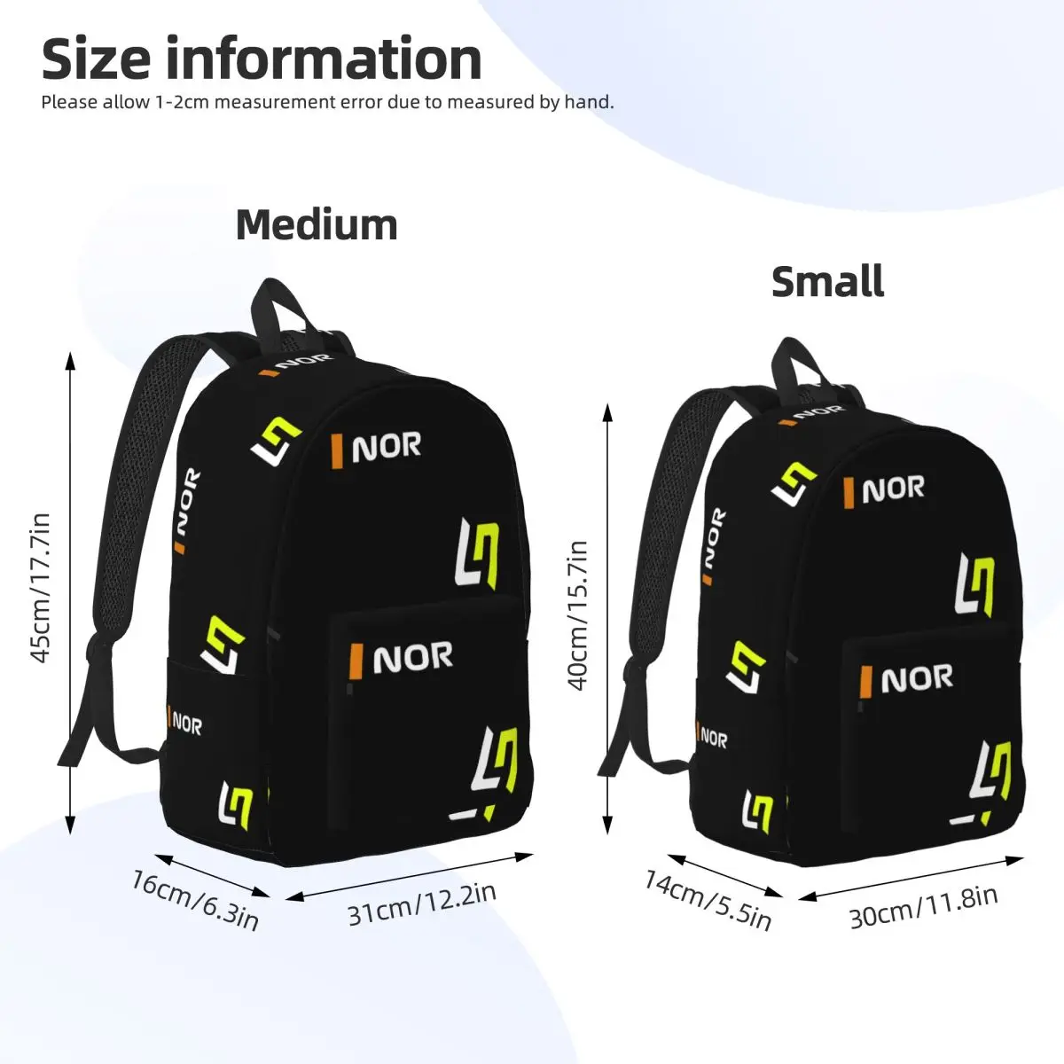 Lando Norris 4 - F1 2024 Backpack Daypack Large Capacity Kids BookBag School Bag Shoulder Bags for Boys Girls