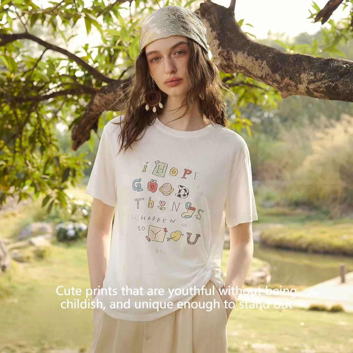 OLrain Color Contrast Letter Print Short Sleeve Tee 2026 Summer New Twisted Hem Casual Commuter Women's T-shirt O58XT006516