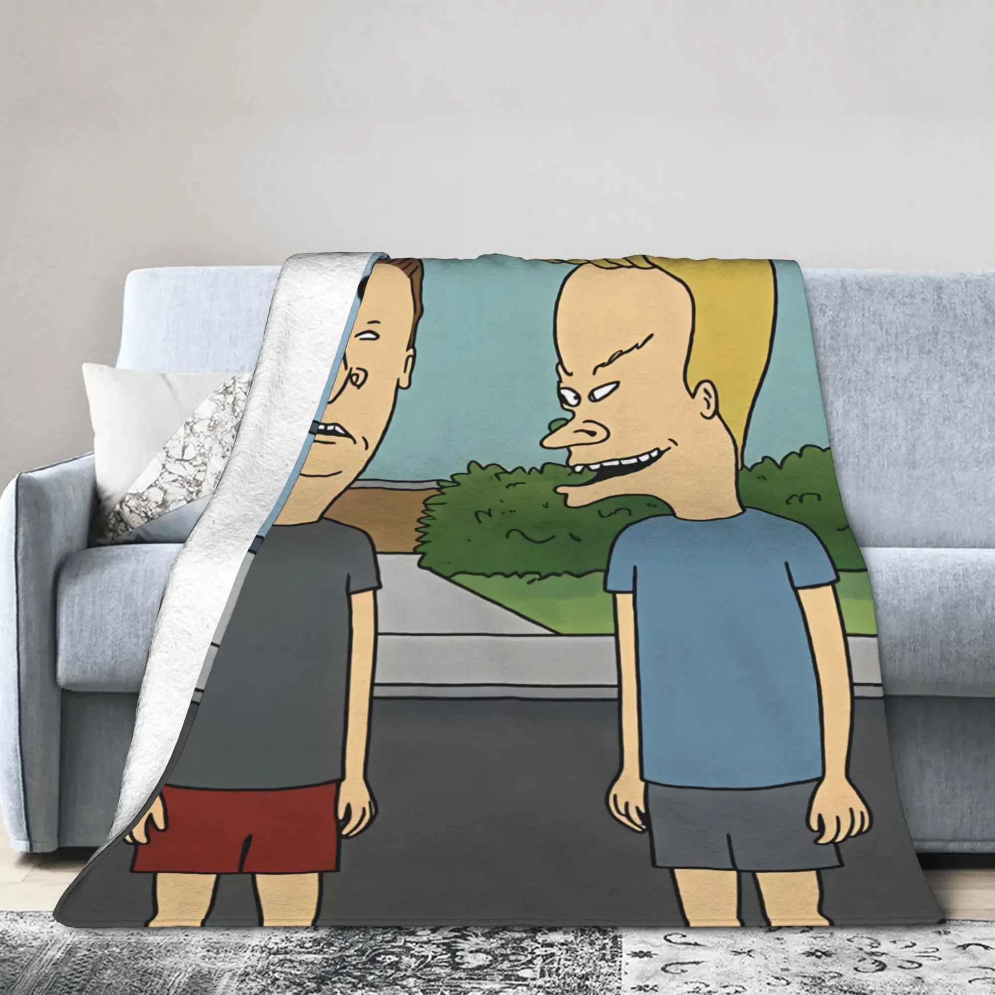 Beavis And Butt Head Street Side Character Throw Blanket Casual Blanket  For Living Room Camping Flannel Bedspread Bed Cover