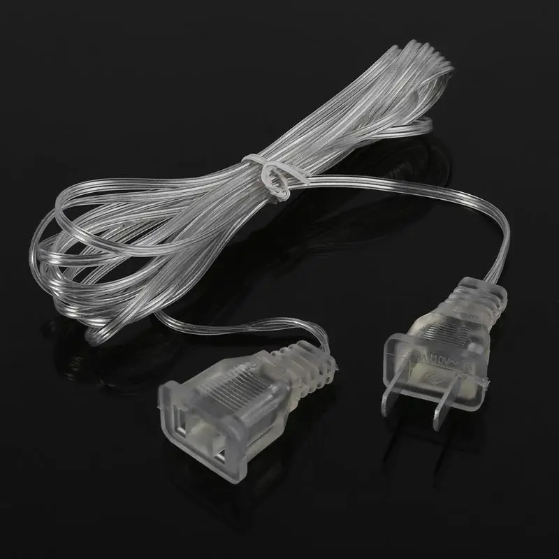 Waterproof String Lights Extension Cord Plug Transparent Standard Power Accessory Cord for Home Holiday LED Lamp Christmas Light