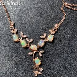 Natural Fire Opal Pendant Necklace Fine Jewelry with Real 925 Sterling Silver for Women Charming Wear 4*6mm
