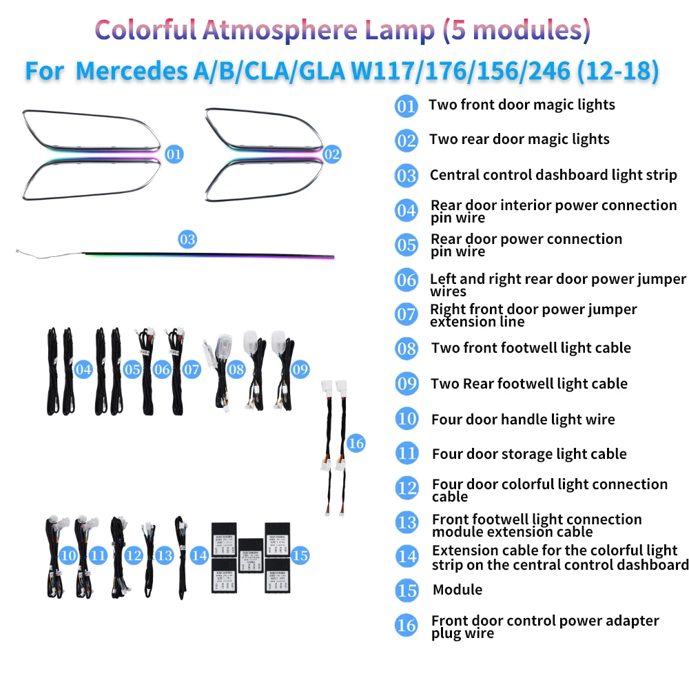Ambient Light Kit 4D Rotating Tweeter Rear Air Vent For Mercedes GLA-class 2013-2019 W156 LED Luminous for Car Interior Lighting