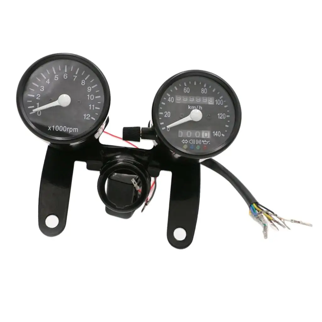 Picture 3: Metal Motorcycle Tachometer Odometer LCD Display Adjustable Speedometer Panel for Honda CG125 Replacement