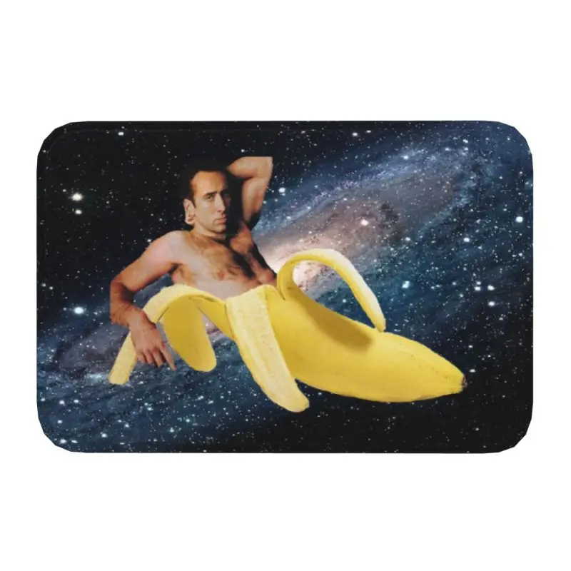 Nicolas Cage In A Banana Front Door Mat Anti-Slip Outdoor Waterproof Space Doormat Living Room Entrance Rug Carpet