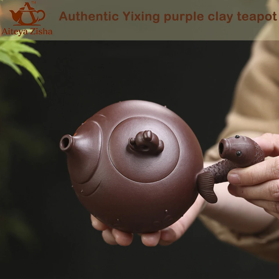 Yixing handmade purple clay teapot, Chinese teapot, Kung Fu tea set， for Home, Office, Gift 325ml Authentic Zisha