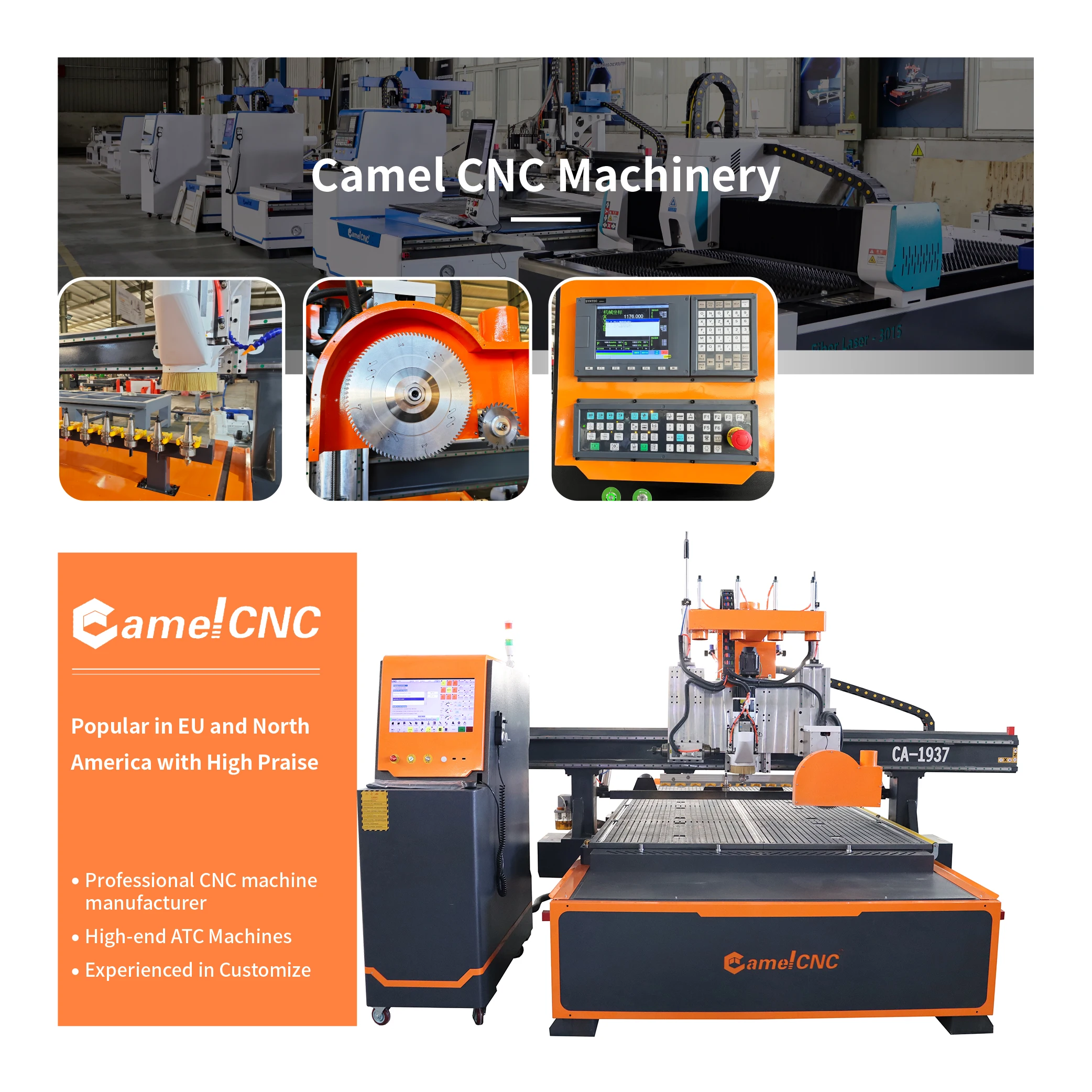 Suitable for Small Furniture Manufacturers - 1937 2040 Wood Door Making ATC Wood Router With Saw Blade Horizontal Spindle