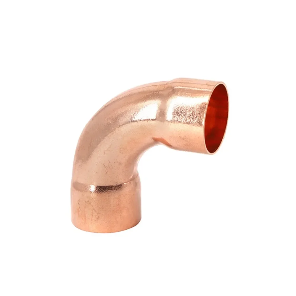 Guangluo 10-108mm ID Weld Socket End Feed Solder Long Radius Elbow 90 Deg. Pure Copper Pipe Fitting Connector Air-coniditioning