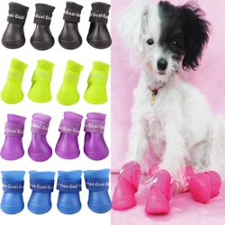 Pet Dog Rain Shoes for Dogs Booties Rubber Portable Anti Slip Waterproof Pet Dog Cat Rain Shoes 4pcs/lot S/M/L