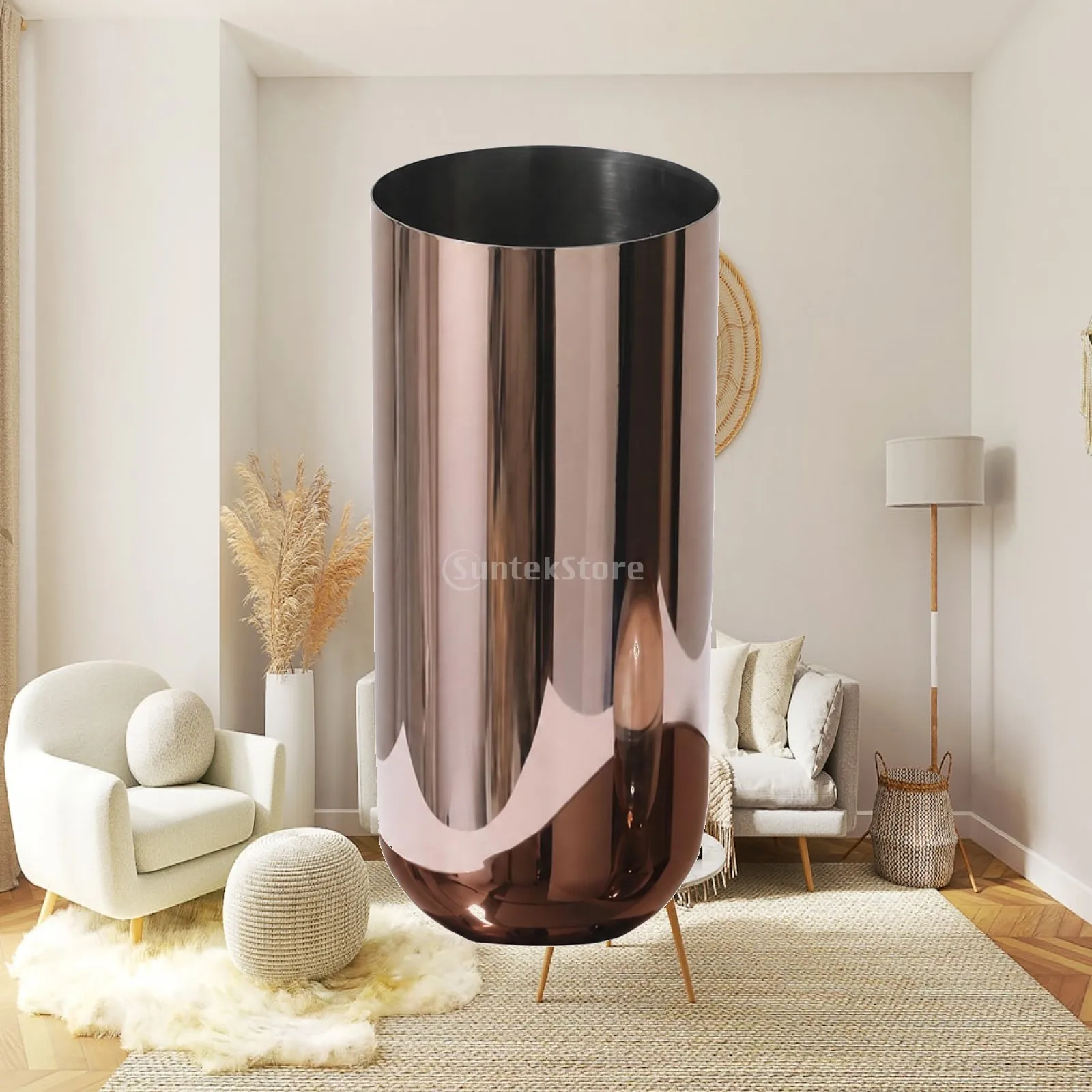 Stainless Steel Cylinder Flower Vase Nordic Style Minimalist Cylinder Vase Vessel Sleek Modern for Decorators, Dining Tables