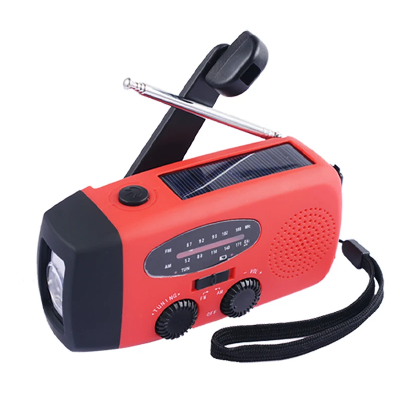 Hand crank flashlight radio outdoor solar rechargeable home emergency disaster prevention multifunctional radio