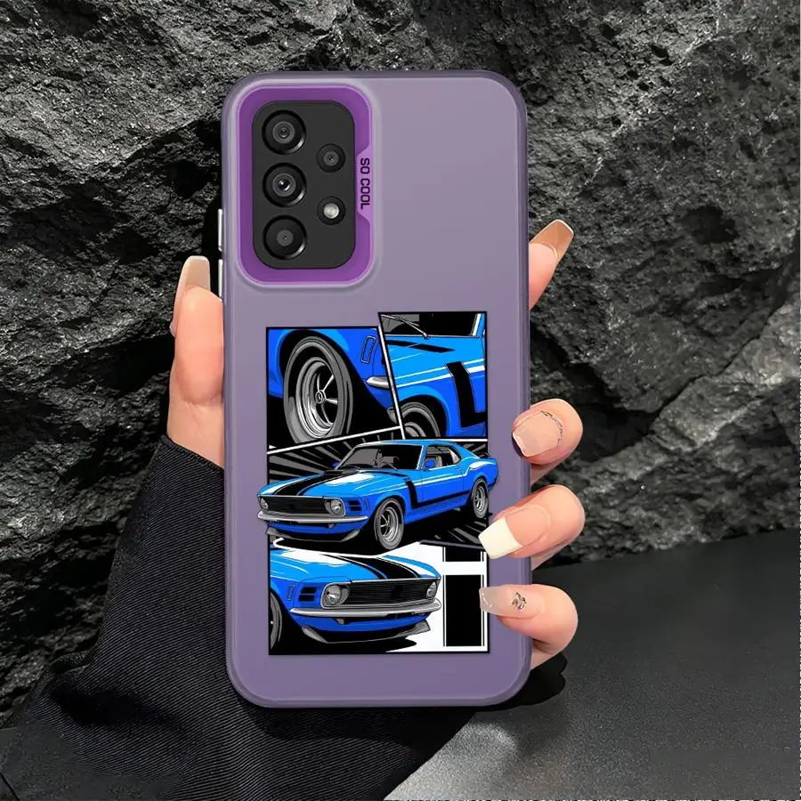 Case for Samsung Galaxy A06 A07 A04 A05 A54 A51 A52 A71 A50 A72 A56 A03 A10 A20 Back Phone Cover Muscle Car Cartoon view 4