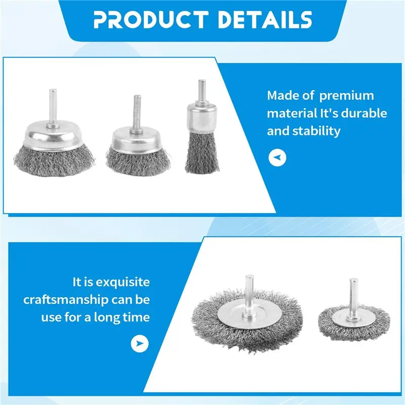 AT05-Wire Brush For Drill, Wire Wheel Brush Cup Set, Stripping And Drill Attachment
