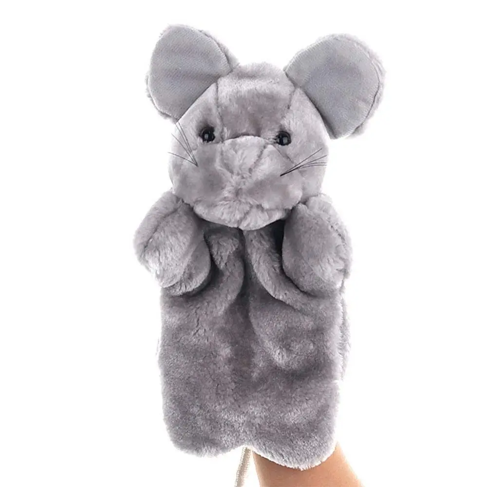 Marioneta de mano de ratón, muñeco de peluche de Animal, juguetes de peluche, guante de marionetas de dedo de dibujos animados para el hogar, accesorios de Historia de jardín de infantes