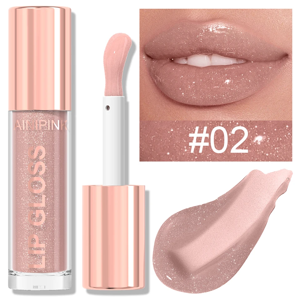 Glitter Lip Gloss Lipstick, Lip Tint Moisturizing Hydrating Long Lasting  Non-Stick Cup Waterproof Nude Lip Plumper High Pigment, image 13