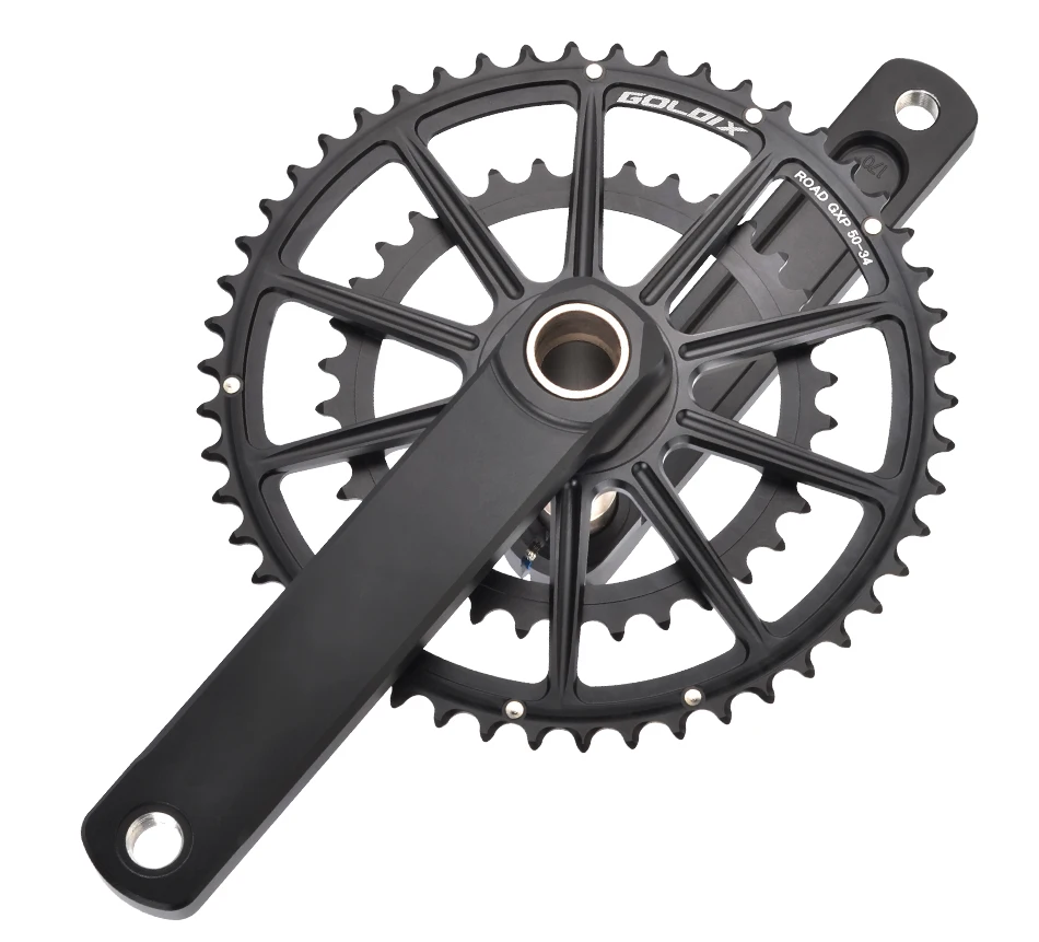 GOLDIX Rennrad-Kurbelgarnitur, 165/170/172,5/175 mm Länge, Aluminiumlegierung, geschmiedete Fahrradkurbel, Doppelkettenblatt, 50–34 Zähne/52–36 Zähne/53–39 Zähne – Detail 13