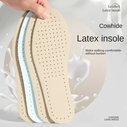 Latex Cowhide Insoles Arch Support Comfortable Shock Absorption Breathable Deodorization Shoe Pad Thin Leathe Soft Sports Insole