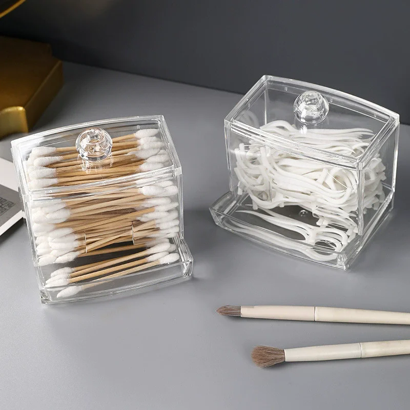 Cotton Swab Ball Storage Box With Lid Large Capacity Bathroom Acrylic Transparent Container Jar Dispenser - Image 6