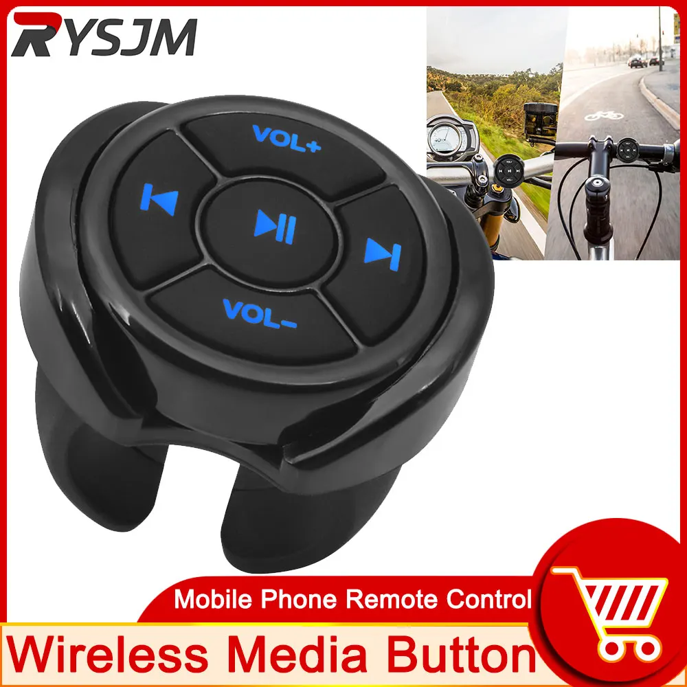 Motorcycle Button Wireless Remote Controller Media Button Car Bike Steering Wheel Music Play for IOS Phone Bluetooth-compatible