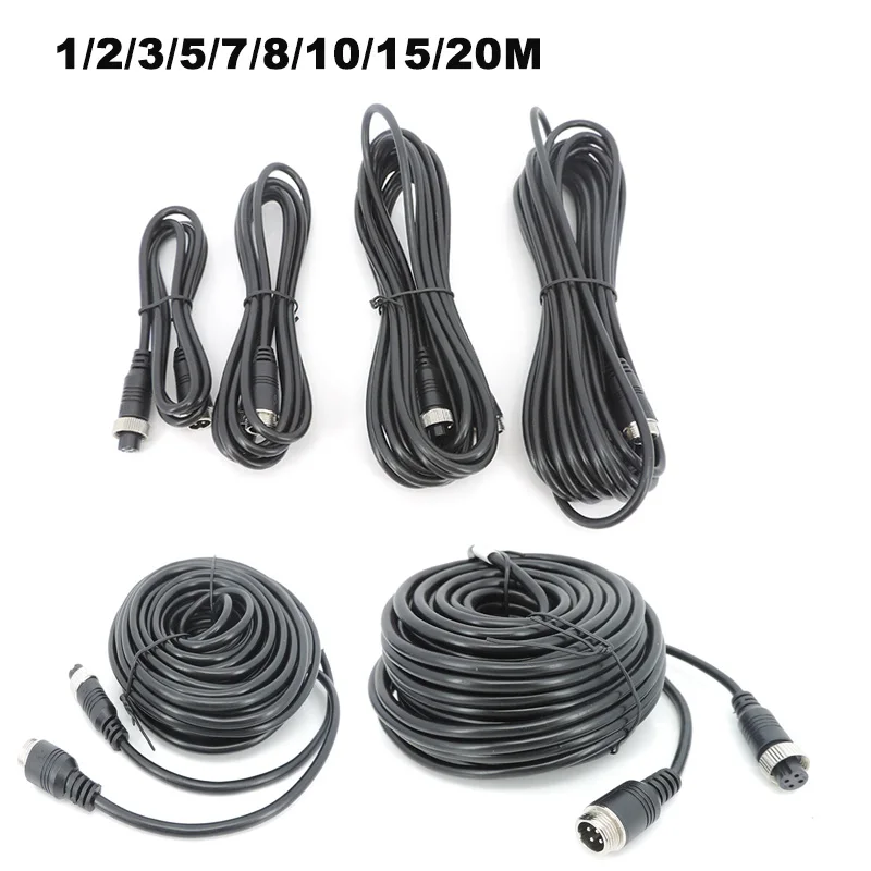 1m/2m/3m/5m/7m/8m/10m/15m/20m 4 Pin male to female Aviation Extension Video Cable for Truck Bus Monitor Camera Connection