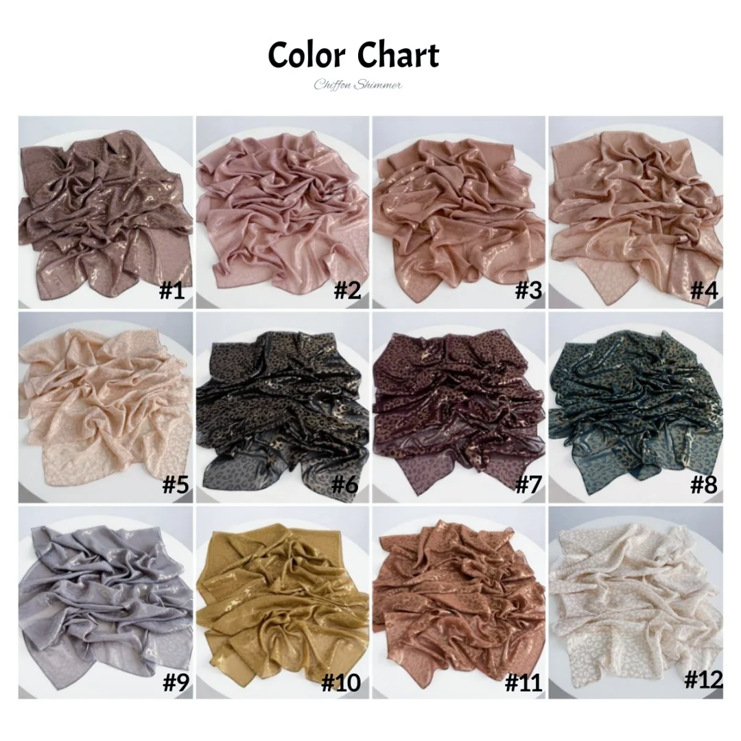 Fashion Women Shimmer Leopard Pattern Scarf One Side Print Scarfs Bufandas Chiffon Hijab