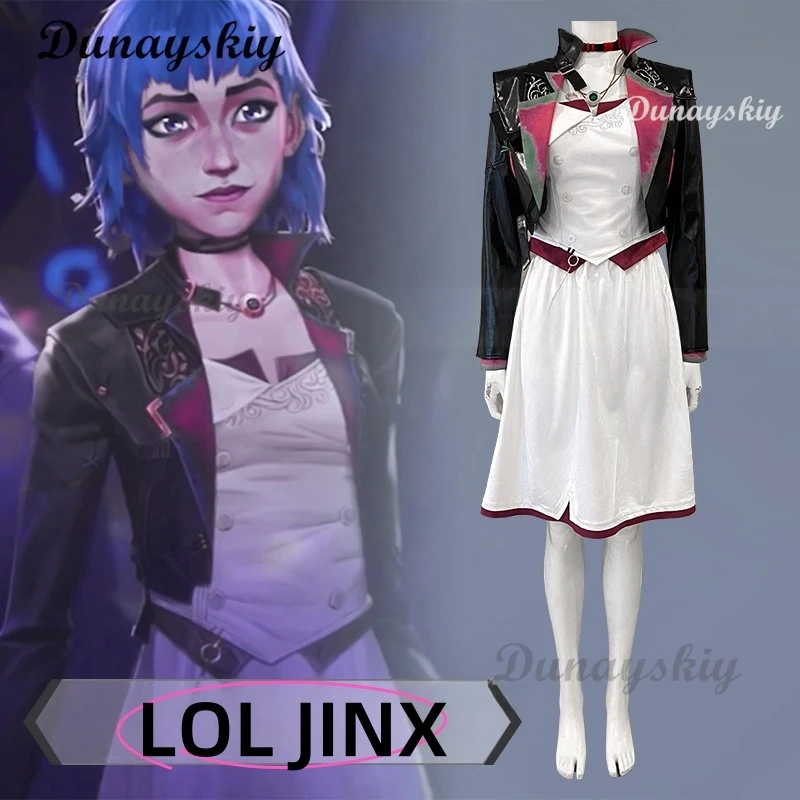 LOL Jinx Cosplay Costume Anime Game LOL Arcane Cos Clothes Wig Sexy Women Carnival Oufit Role Play Uniform Halloween