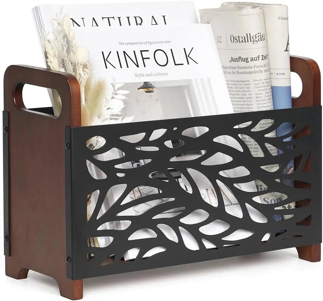 

Деревянная подставка для журналов, держатель для журналов в деревенском стиле, корзина для хранения журналов, напольная подставка для журналов, подставка для журналов в стиле фермерского дома