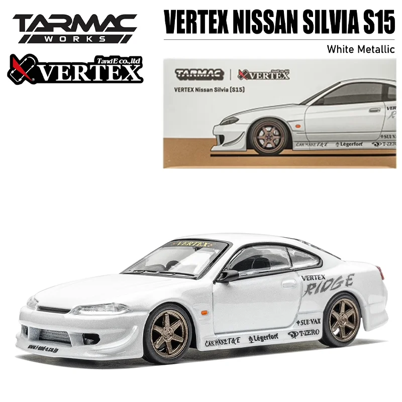 

Tarmac Works 1/64 VERTEX NISSAN SILVIA S15 White Metallic Alloy Toy Motor Vehicle Diecast Metal Model Gifts