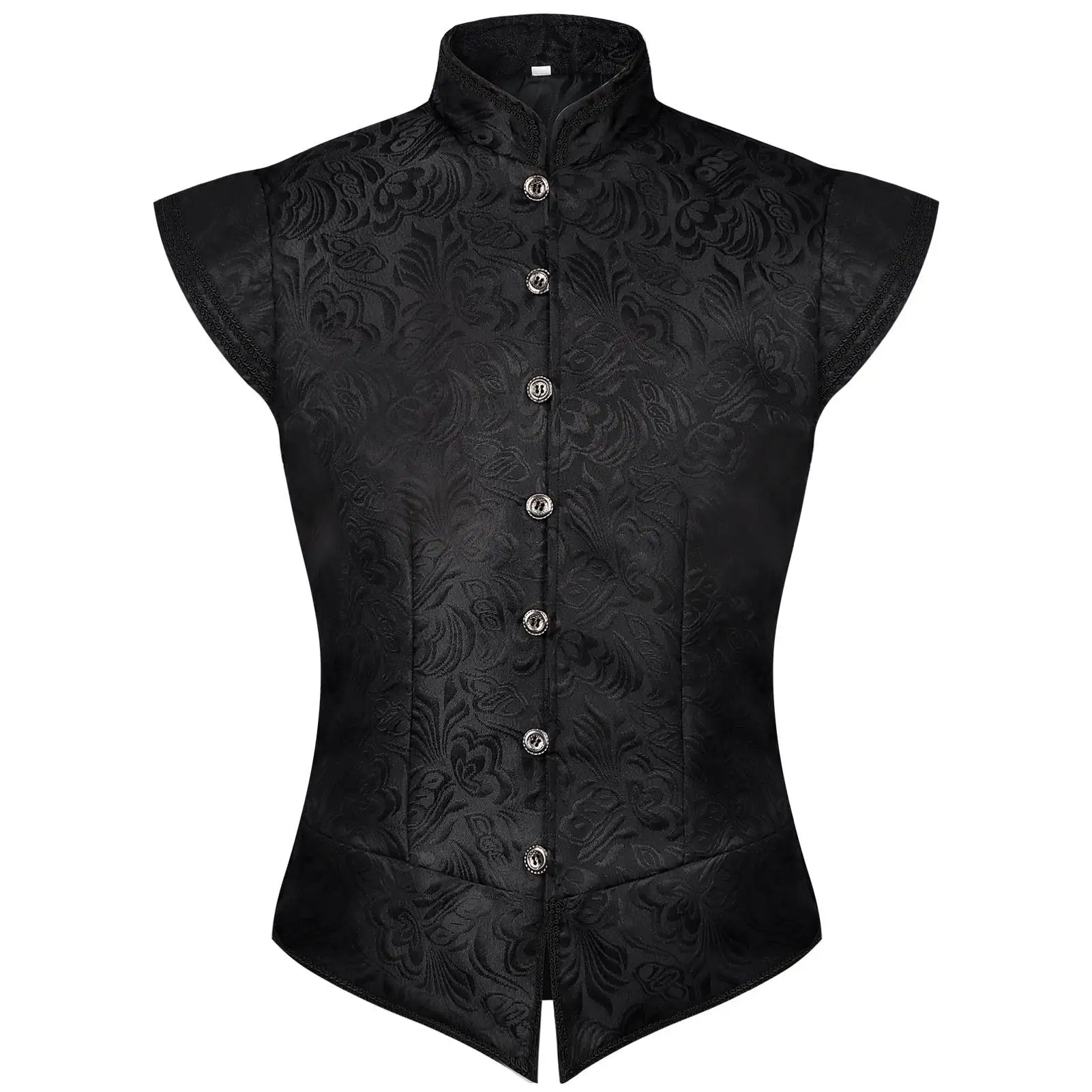 Short Flounce Hem Tunic Top Medieval Court Floral Embroidery Performance Costume Men's Halloween Outfit Polyester Fiber